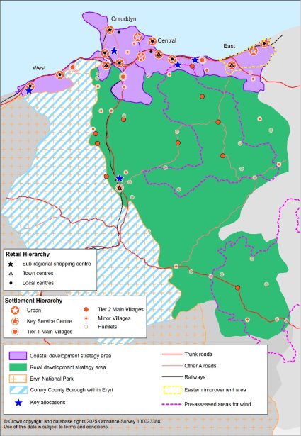 map yn dangos prif ddiagram CDLlN